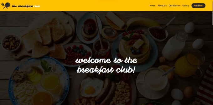 The Breakfast Club landing page